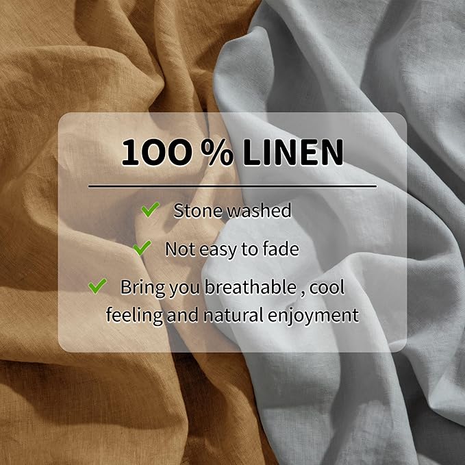 LBRO2M 100% Linen Sheet Set Twin XL Size,Bed Sheets 3 Piece Sets,Solid Color Natural Flax Bed Sheets Soft Breathable Bedding,16" Deep Pocket,All Season (Twin XL, Rust)