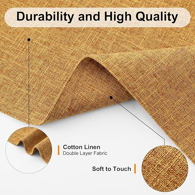 Homaxy Cloths Placemats for Dining Table Set of 8, Heat Resistant Washable Cotton Linen Blend Table Mats, Ideal for Kitchen Party Dining Decoration, 13" x 19", Amber
