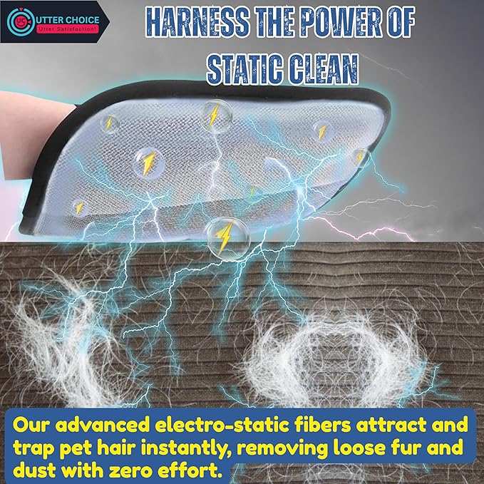 UTTER CHOICE Magic Brush Pet Hair Removal Glove for Dogs & Cats – Upgraded 2025 Reusable Electrostatic Grooming Mitt | Magic Dog Hair Remover Glove for Clothing, Couch,