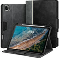 KingBlanc Case for iPad Pro 11-inch Case 4th/3rd/2nd Generation (2022/2021/2020) with Pencil Holder, Vegan Leather Bicolor Cover, Auto Sleep Wake, Apple Pencil 2. Charging, Multi-Angle Viewing, Black