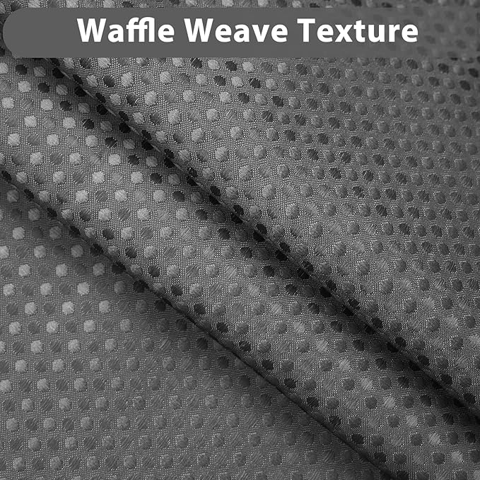 GICDSU No Hook Shower Curtain with Snap in Liner, Waffle Shower Curtain Set for Bathroom, Hotel Style with Semi-Sheer Top Window, Waterproof & Washable, Dark Grey, 71" W x 75" L