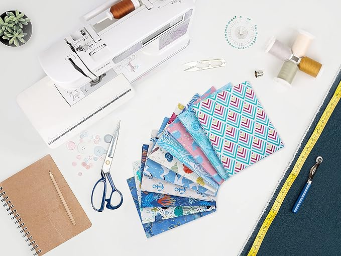 Craftido -25 Options- 100% Cotton Quilting Fabric Bundles 10pcs Fat Quarters 18”x21”-Medium Weight 5.2 oz- Soft Cotton for Quilting, Sewing Project, Patchwork, DIY Crafts – Blue Sea