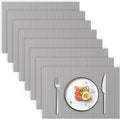 Blue Forest | Rectangular Faux Linen Placemats Set of 8 | Dual- Layered Thickened for Durability | Heat Resistant | Machine Washable | Wrinkle Free for Easy Care Indoor/Outdoor Use - Light Grey