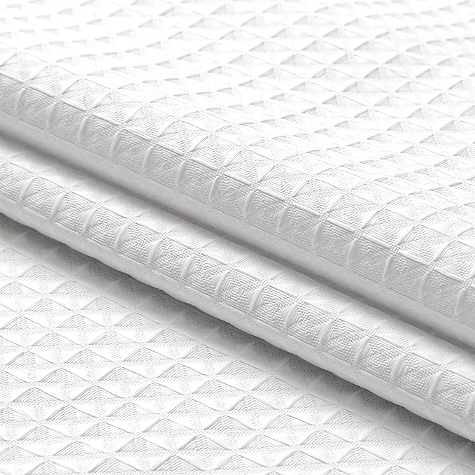 MISS SELECTEX Matt Waffle White Shower Curtain for Bathroom, Waterproof 230 GSM Heavy Duty Durable Fabric Hotel Shower Curtain,Machine Washable Thick Cloth Shower Curtains(48Wx72H, White)