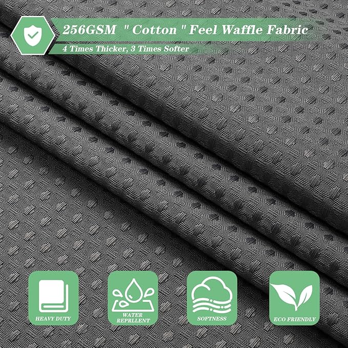 meioro Grey Shower Curtain, Waffle Weave 256GSM Heavy Duty Textured Fabric Shower Curtains for Bathroom Hotel Spa, Luxury Weighted Polyester Cloth Bath Curtain Set with 12 Hooks, 72Wx72H