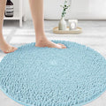 MAYSHINE Round Area Rug Set for Bathroom | Soft Plush Chenille Bath Mat, Water Absorbent Non-Slip Bathroom Rug | Washable Shag Carpet for Shower, Bedroom, or Home Décor | 48"x48" (Round) | Spa Blue'