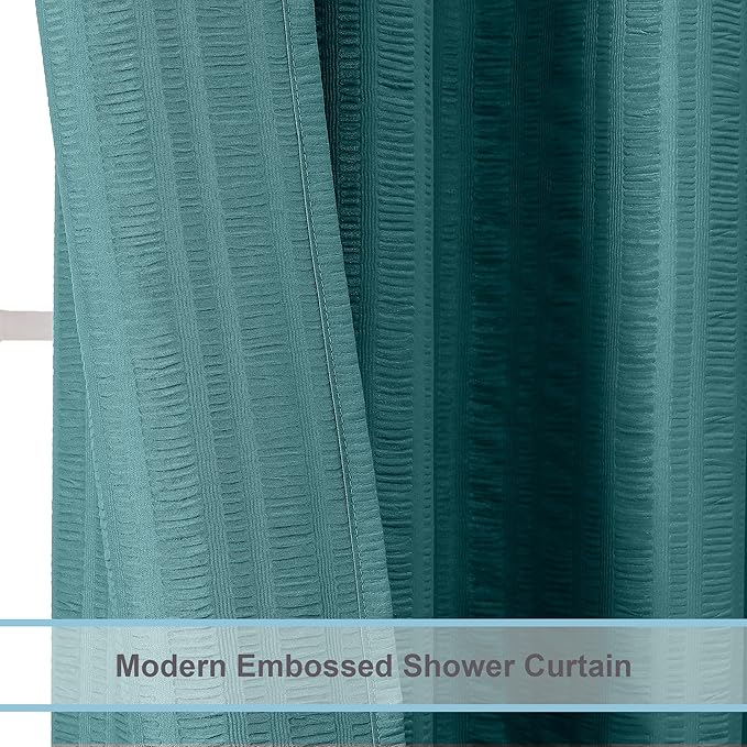 Aiyufeng Turquoise Shower Curtain for Bathroom, Embossed Textured Fabric Shower Curtain for Bathroom - Soft Cloth & Hotel Spa, Machine Washable, 72X78, Turquoise