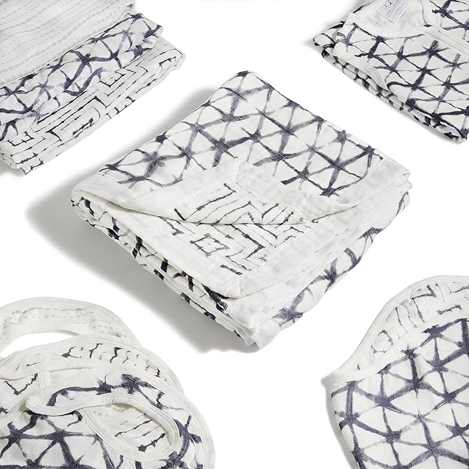 aden + anais Silky Soft Swaddle Blanket,100% Viscose from Bamboo Muslin Blankets for Girls & Boys, Baby Receiving Swaddles, Ideal Newborn & Infant Swaddling Set, 3 Pack, Pebble Shibori