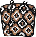 Vintage Western Aztec Pot Holders 2 Pack Set, Western Kitchen Decor, Boho Rustic Aztec Southwestern Heat Resistant Oven Hot Pads for Kitchen Countertop Baking Cooking，069 Potholder
