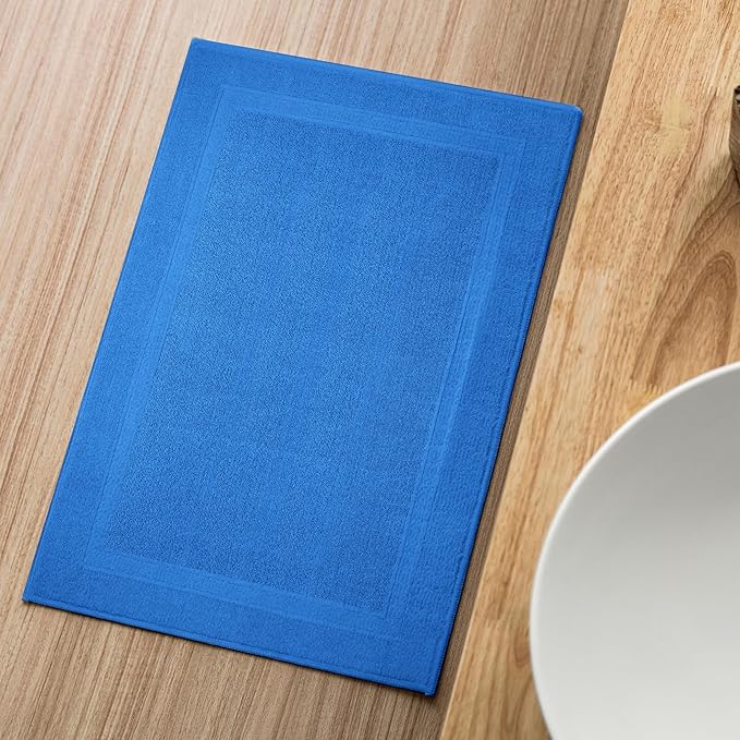 Infinitee Xclusives Premium Cotton Bath Mats for Bathroom – Pack of 2 | 34x22 Inches | Ultra Soft, Super Absorbent, Non-Slip, Machine Washable Mats (Eloquent Blue) [Not a Rug]