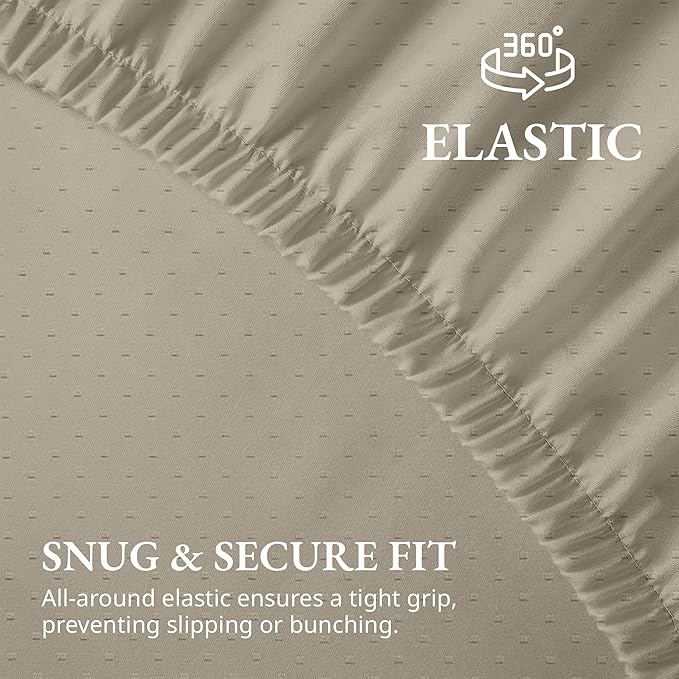 Lane Linen 100% Egyptian Cotton King Size Fitted Sheet Only (79"x81" + 16") - Elegant Sateen Weave, Ultra Soft, Breathable, Highly Durable, Deep Pockets Upto 17" - Swiss Dot Linen