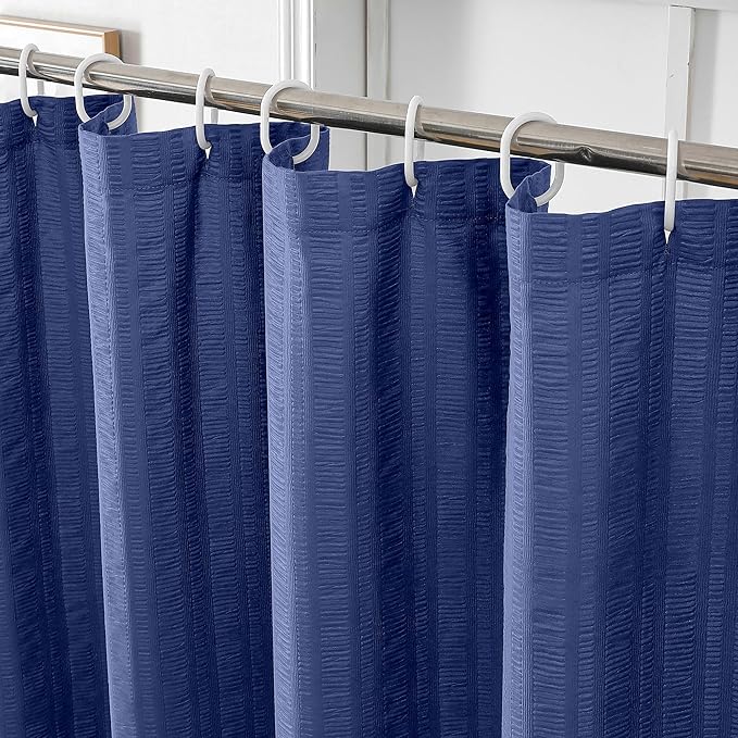 Aiyufeng Royal Blue Stall Fabric Shower Curtain - Soft & Lightweight Small Shower Curtain with Texture for Narrow Stall Size, Machine Washable - 36x72, Blue