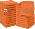 RIVERSIDE 24 Pack Washcloths Set - 100% Cotton [12x12 Inches] - 500 GSM, Soft, Quick-Dry & Highly Absorbent Face Towels - Perfect for Bathroom, Gym, Hotel, Spa & Travel - Orange