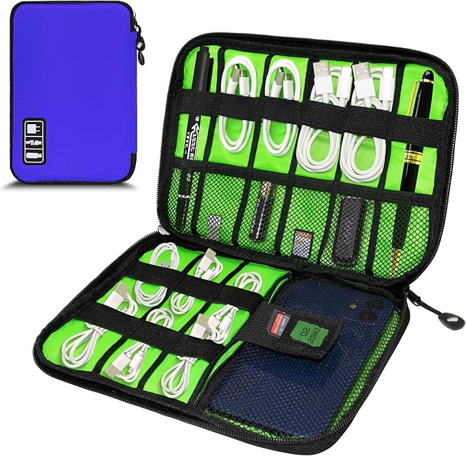 Miavers Electronics Organizer,Travel Cord Organizer Pouch, Portable Cable Organizer Bags,Travel Electronic Accessories Storage Case for Cables, Cords, Charger, Phone (Royal Blue)