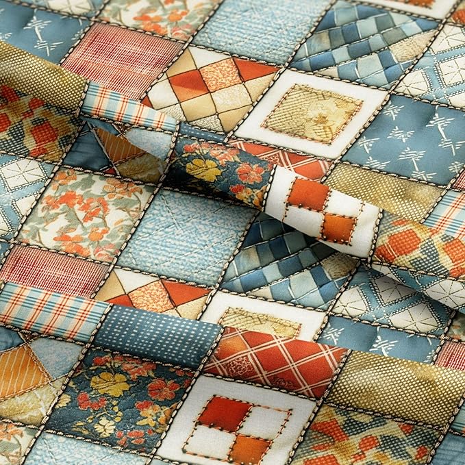 Vintage Floral Patchwork Cotton Fabric – Premium Turkish Printed Cotton 140 GSM, Pre-Cut 61 x 36.6 Inches, Quilting & Sewing Fabric for Crafts, Home Decor & DIY Projects