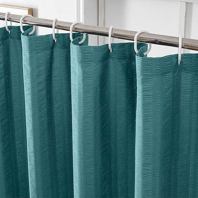Aiyufeng Turquoise Shower Curtain for Bathroom, Embossed Textured Fabric Shower Curtain for Bathroom - Soft Cloth & Hotel Spa, Machine Washable, 36X72, Turquoise