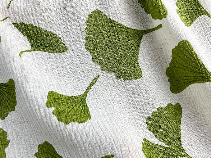Linen Rayon Blend Fabric by The Linen Lab – Lightweight, Soft, Pre-Washed Material for Sewing, Clothing, Crafts & DIY (1 Yard pre Cut, Green Ginkgo with Subtle Wrinkle Effect)