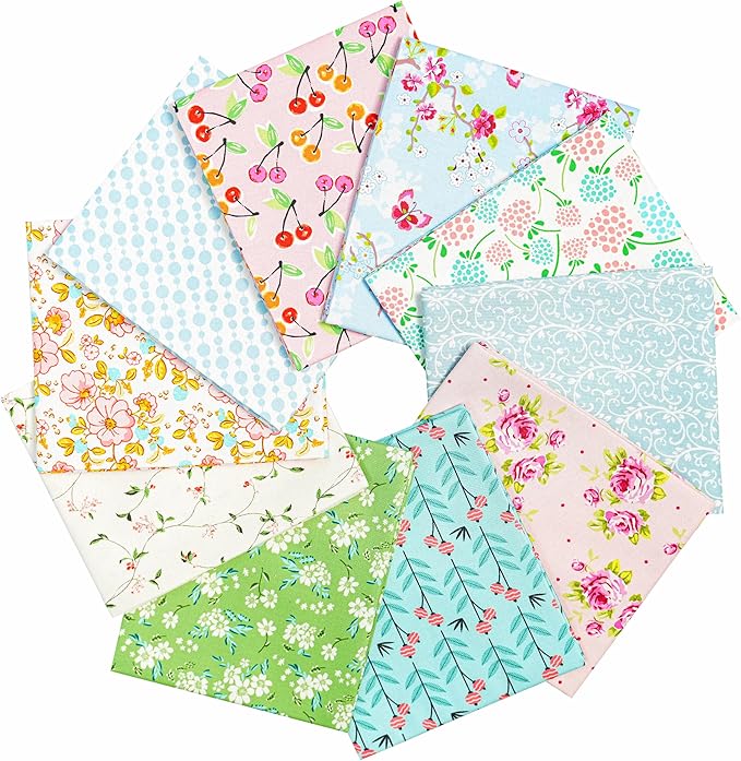 Craftido -25 Options- 100% Cotton Quilting Fabric Bundles 10pcs Fat Quarters 18”x21”-Medium Weight 5.2 oz- Soft Cotton for Quilting, Sewing Project, Patchwork, DIY Crafts - Sweet