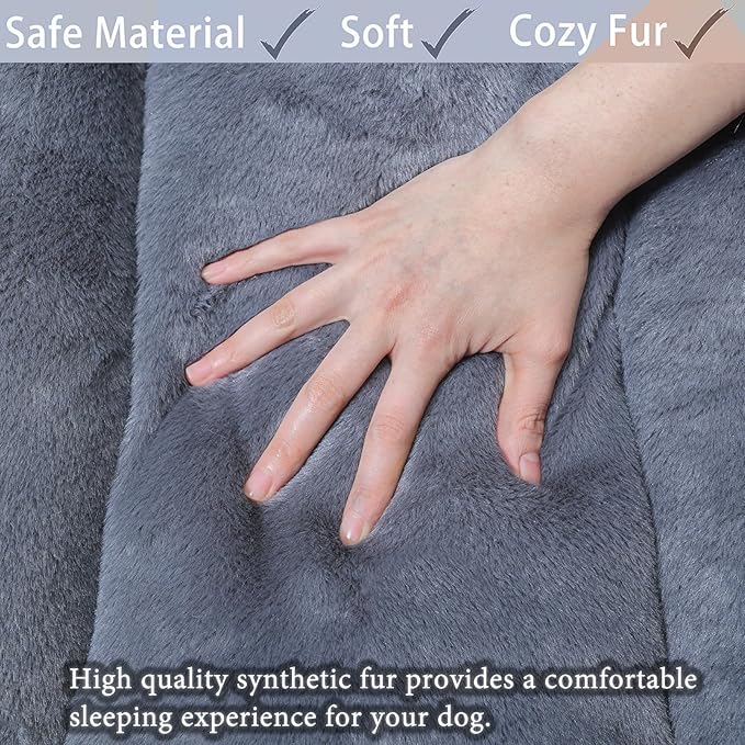 36 Inch Dog Crate Bed for Middle and Large Dogs,Ultra Soft Dog Beds for Crates 36 x 24 Washable with Anti-Slip,Comfy Fluffy Kennel Pad for Dogs Cozy Sleeping Mat,Dark Grey
