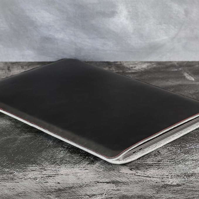 Casemade Real Leather Laptop Sleeve for MacBook Pro & Air Fits 13, 14, 15 & 16 Inch - Genuine Full Grain Leather with Soft Wool Lining (15 inch - Air M2/M3/M4)