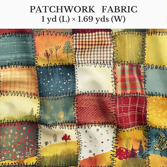Countryside Landscape Patchwork Cotton Fabric – Premium Turkish Printed Cotton 140 GSM, Pre-Cut 61 x 36.6 Inches, Quilting & Sewing Fabric for Crafts, Home Decor & DIY Projects