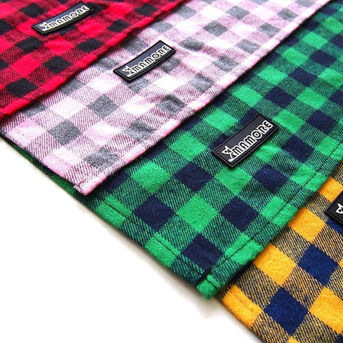 Adjustable Plaid Dog Bandanas,1PC Soft Washable Cotton Triangle Bib Kerchief Scarfs for Small Medium Large Dogs and Cats (Square Yellow, Small)