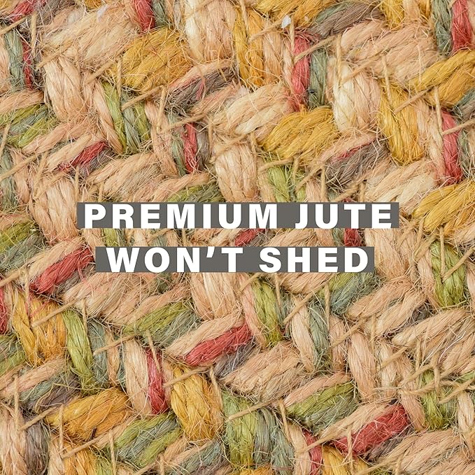 Homespice Harvest Jute Brown 6x9' Braided Rug for Living Room, Bedroom Rug and Dining Room. Pet Friendly. Decor Styles- Farmhouse Rug, Rustic, Vintage, Cottage, Primitive, Country, Boho Rug