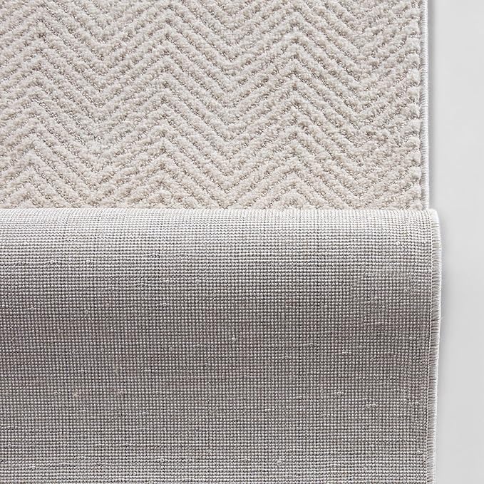 Well Woven Custom Size Hallway & Stair Runner- Harlow Pompeii Ivory 31 Inches Wide x 70 Feet Long Runner (31" x 70') Runner Rug - Modern Chevron Pattern, Ultra-Soft, Easy-Clean