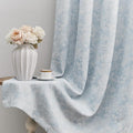 Beauoop Blue Floral Jacquard Blackout Curtains 63 Inches Long 2 Panels for Bedroom Living Room Chenille Flower Room Darkening Thermal Insulated Soundproof Rod Pocket Back Tab Window Drapes, 52x63