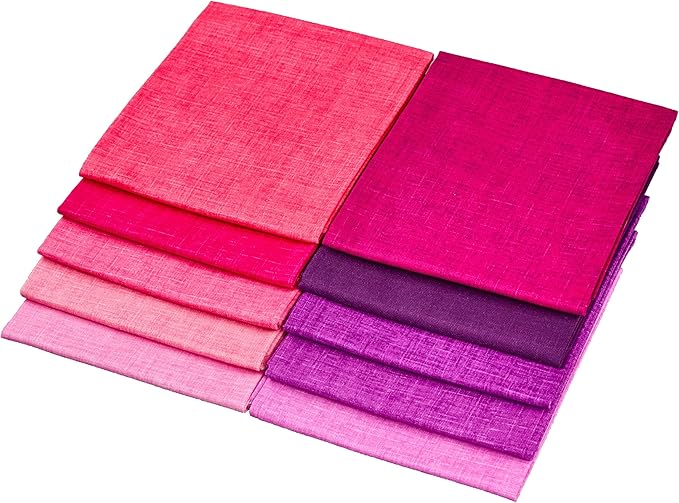 Craftido - 11 Options Solids with Tweed Tonals - Assorted Color Cotton Quilting Fabric Bundles 10pcs Fat Quarters 18"x21" - Medium Weight 5.2oz-for Quilting, Sewing and Crafts-Wildberry(Pinks+Purples)