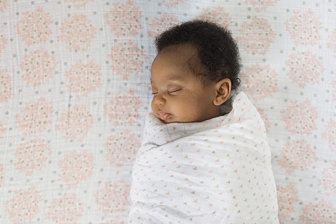 SwaddleDesigns Cotton Muslin Swaddle Blanket, Receiving Blanket for Boys & Girls, Best Shower Gift, 46x46 inches, Pink 3-color Stripe