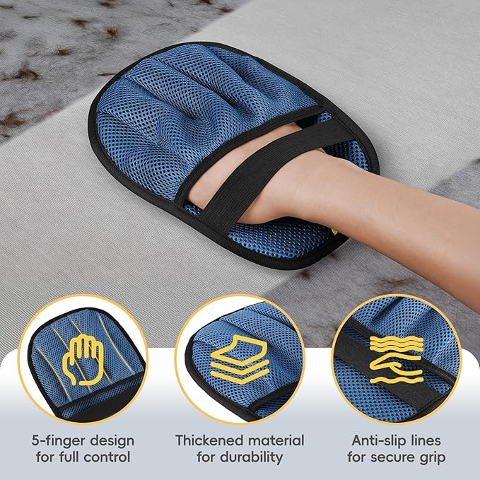 JMFANGLIU Upgraded Pet Hair Removal Gloves with 5-Finger Design,Reusable Electrostatic Mitts with Enhanced Grip, Quickly Remove Cat & Dog Hair from Sofas, Beds, Clothes, Carpets，1PCS