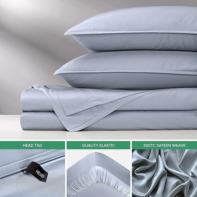 Pure Bamboo Twin Sheets, Genuine 100% Organic Viscose Derived from Bamboo Bed Sheet Set, Luxuriously Soft & Cooling, Double Stitching, 2 Year Quality Promise (Twin, Sterling Blue)