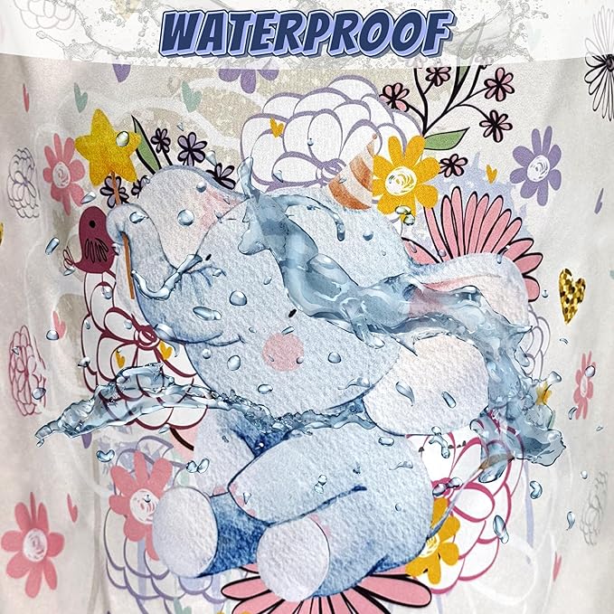 Cute Elephant Laundry Basket Oxford Cloth Colorful Flowers Animal Laundry Hamper With Handle Portable Clothes Storage Basket Foldable Funny Laundry Bag 18.9"x16.5" For Laundry Room/Bedroom/Bathrooms