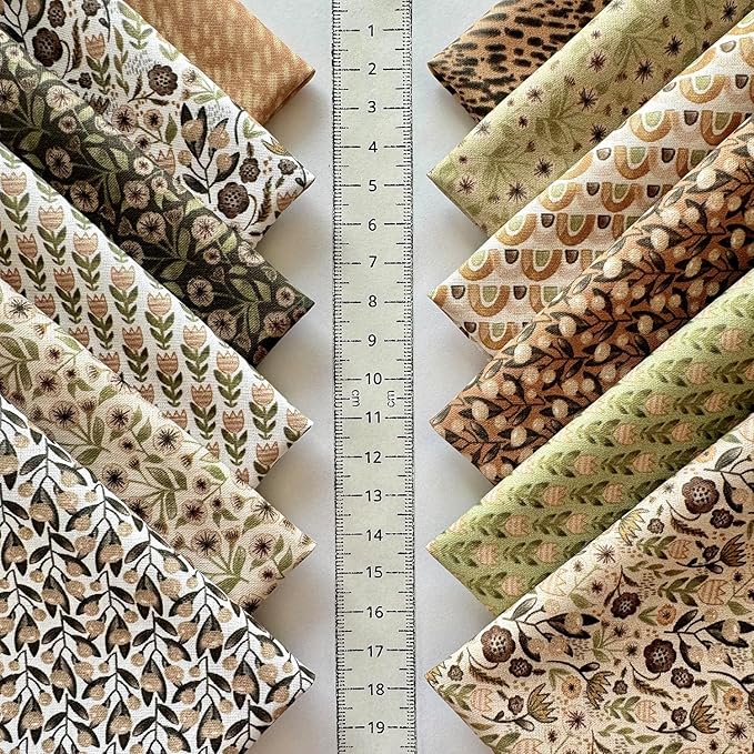 60-Piece Neutral Nature Patchwork Cotton Fabric Squares – 8×8 inch (20×20 cm), 100% Cotton 140 GSM, Pre-Cut Quilting Fabric Bundle, Made in Türkiye