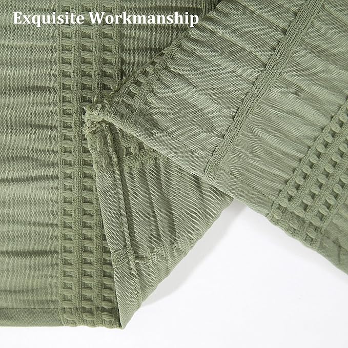 Siiluminisoy Sage Green Shower Curtain Farmhouse Shower Curtain for Bathroom Rustic Striped Fabric Shower Curtains 72 x 72