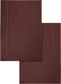 Ample Decor 100% Cotton Bath Mats 34 x 20 Inches, Quick Dry, 1350 GSM Banded Border Shower Bathroom Floor Mat, Not Bathroom Rug - Brown, 2 Pack