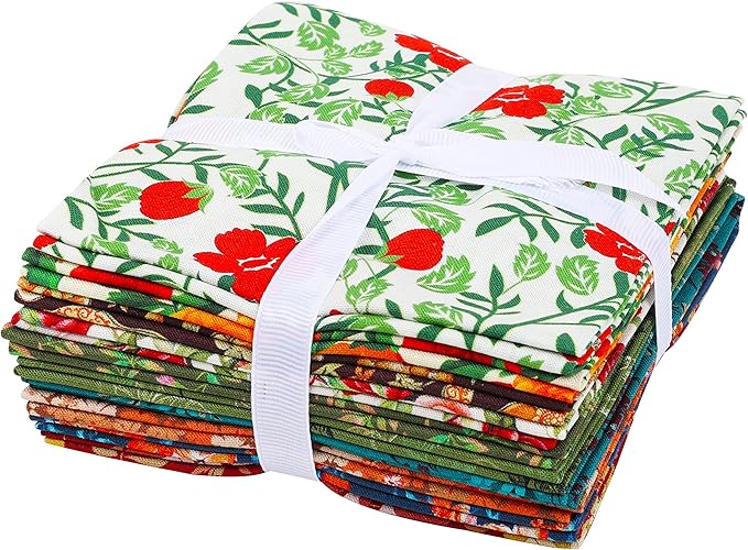 Craftido -25 Options- 100% Cotton Quilting Fabric Bundles 10pcs Fat Quarters 18”x21”-Medium Weight 5.2 oz- Soft Cotton for Quilting, Sewing Project, Patchwork, DIY Crafts - Retro Style