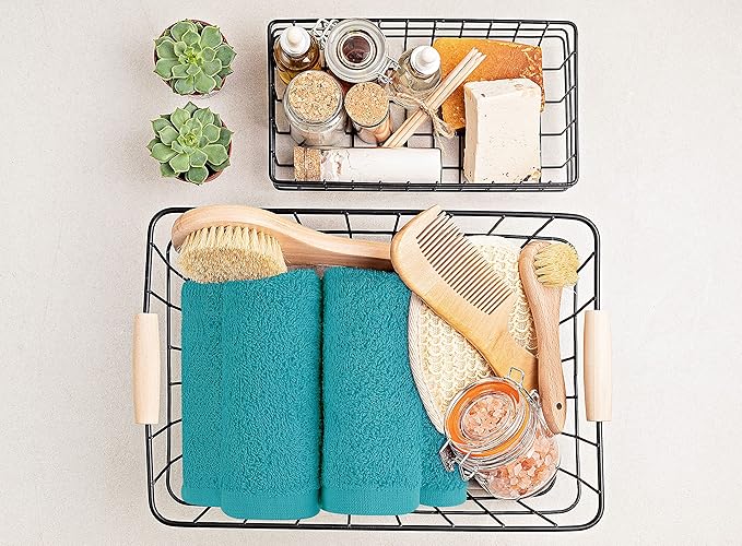 Utopia Towels 60 Pack Cotton Washcloths Set, 100% Ring Spun Cotton, Premium Flannel Face Cloths, Highly Absorbent and Soft Feel Fingertip Towels, Turquoise