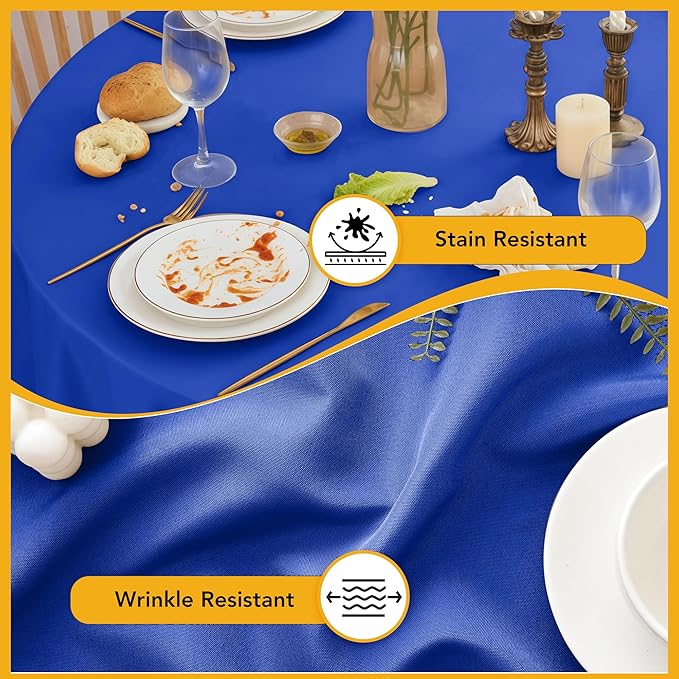 10-Pack Royal Blue Round Tablecloths, 90 Inches, Stain-Resistant Polyester for 4-5 Ft Round Tables - Washable Table Covers for Weddings, Banquets, Birthday Parties, Events