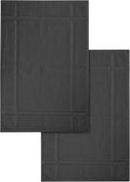 Ample Decor Pack of 2 100% Cotton 1350 GSM Bath Mats 24 x 17 Inches, Quick Dry Banded Border Shower Bathroom Floor Mat, Not Bathroom Rug - Grey, 2 Pack
