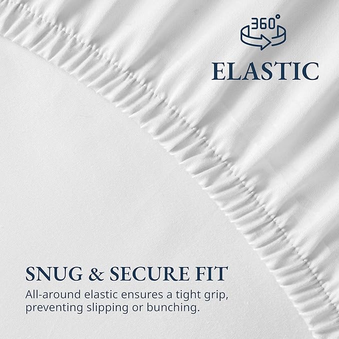 LANE LINEN Fitted Sheet Full Size, 100% Organic Cotton, 3-Piece Set (1 Fitted Sheet, 2 Pillowcases) Percale Weave, Bed Fitted Sheets, Breathable, Fits Mattress Upto 15" Deep - White (No Flat Sheet)