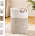 SunNewt Tall Laundry Basket with Handles, 72L Portable Dirty Clothes Hamper, Boho Cotton Rope Storage Bin for Blankets Kids Toys Gifts, Large Organizer for Baby Nursery Bedroom Bathroom, Brown