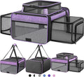 Top and 2 Sides Expandable Large Cat Carrier 18x13.5x9.5, TSA Airline Approved Dog Carriers for Large Dogs, Soft-Sided Pet Carrier with Self-Locking Zippers for Kitten,Rabbit, Puppy Purple