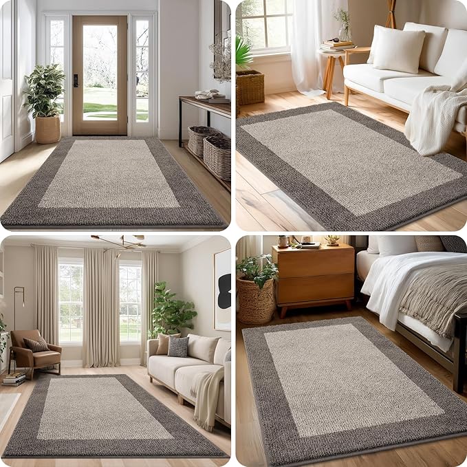 DOMUSTEX Washable Area Rug 34" x 60", Non Slip Kitchen Rug for Floor, Absorbent Entrance Runner Rug for Bedroom, Living Room, (Roll Packing)
