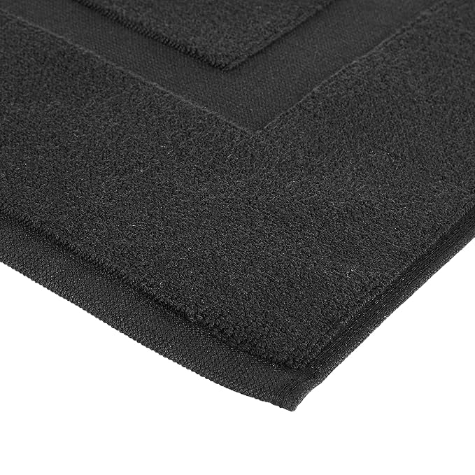 Amazon Basics Banded Bathroom Bath Rug Mat, 31 inches L x 20 inches W, Black