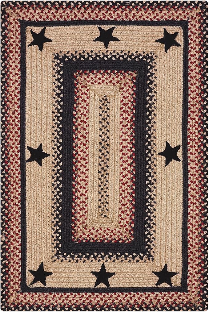 Primitive Star Gloucester Braided Rugs 20x30 - Jute Kitchen Rug for Americana Home Decor, No-Shed Jute, Lays Flat & Easy to Maintain