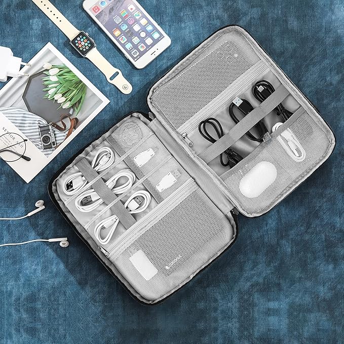 XINGXINRONG Electronic Organizer Travel Universal Cable Organizer Electronics Accessories Bag for Cable, Charger, Phone, USB, SD Card,1Pack