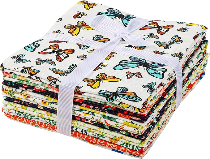 Craftido -25 Options- 100% Cotton Quilting Fabric Bundles 10pcs Fat Quarters 18”x21”-Medium Weight 5.2 oz- Soft Cotton for Quilting, Sewing Project, Patchwork, DIY Crafts – Secret Garden