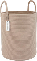 XUANGUO Cotton Rope Laundry Basket Hamper for Clothes Woven Storage Basket for Living Room Bedroom Boho Tall Rope Baskets for Blanket Toys Pillow Towels Baby Nursery Hamper Bin Konjac